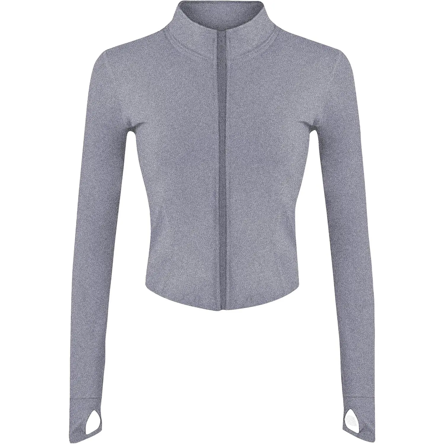 Womens Lightweight Full Zip Running Track Jacket Workout Slim  Yoga Sportwear with Thumb Holes