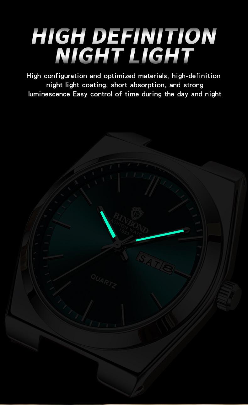 Valentine's Day Men's Casual Modern Round Analog Watch Fashionable Business Party Timepiece Waterproof Luminous Steel Strap Trendy Daily Wear