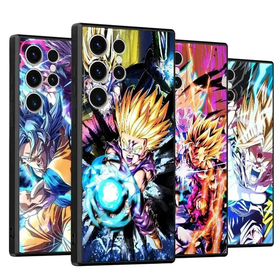Black Soft Shell Phone Case for Samsung Galaxy S26 S25 S24 S23 S22 Ultra FE For iphone 17 16 15 14 13 12 11 17Air Plus Pro Promax Anime