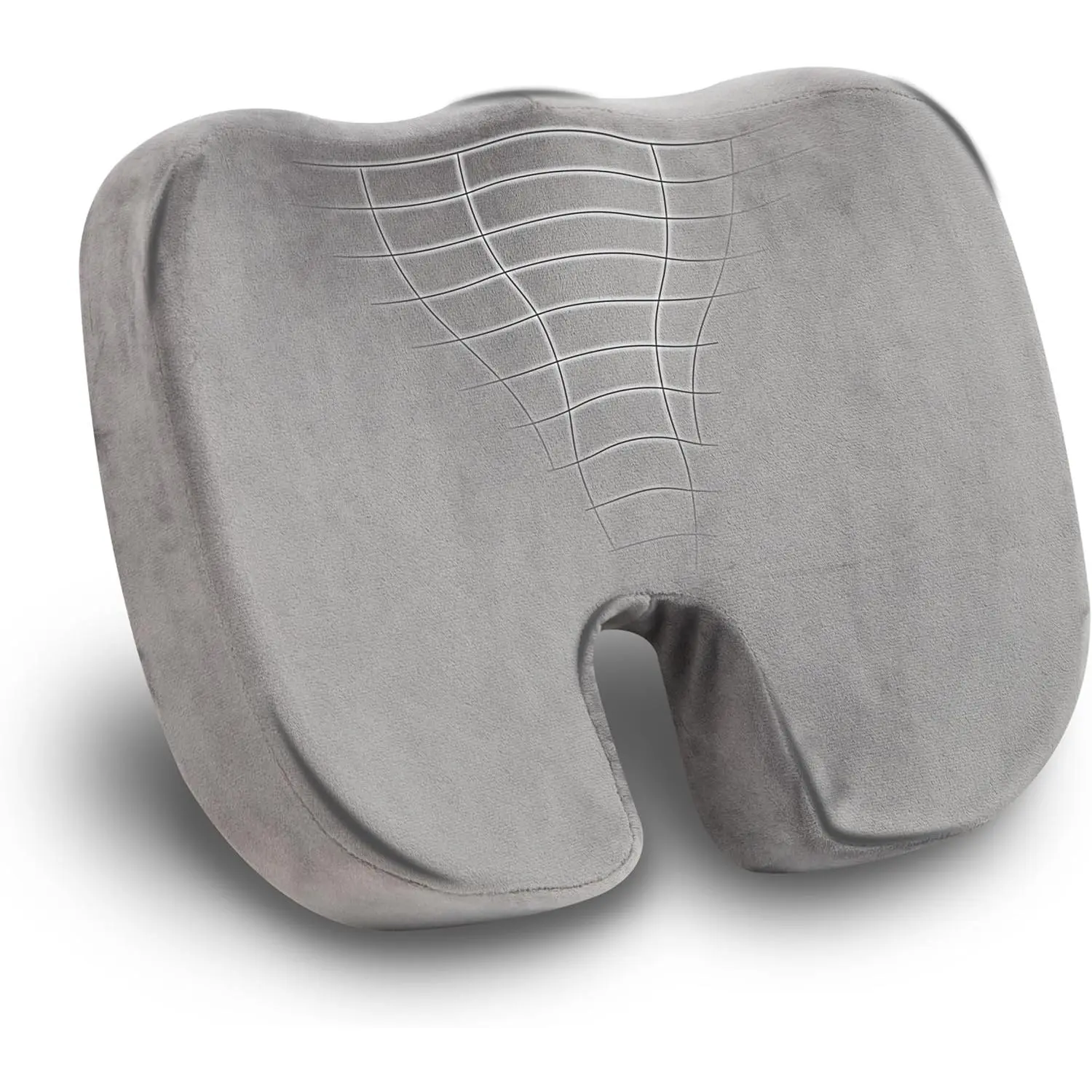Mind Reader Memory Foam Seat Cushion with Air-Cloud Technology, Ergonomic Pressure Relief for Office Chair, Car, or Wheelchair, Sciatica, Coccyx, Tailbone & Hip Pain, Gray