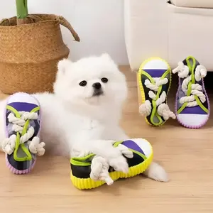 New Dog Chew Toy Self-Entertainment Stress Relief Biting Shoe Sound Canvas Shoes Training Pet Toys, Durable & Fun Design