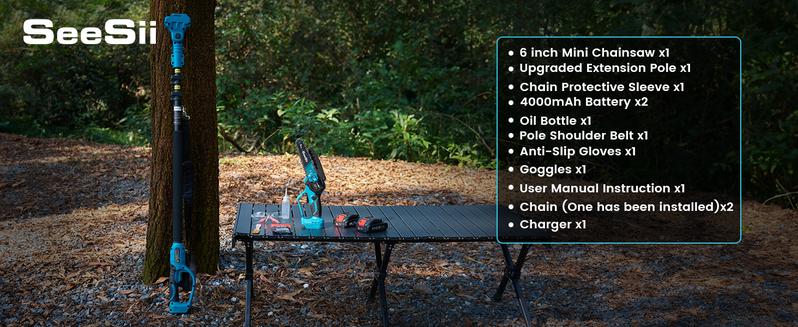 2-IN-1 Cordless 6-inch Electric Pole Saw, SeeSii Brushless Chain Saw with 2x 2.0Ah Battery, 16-Foot MAX Reach Brach Tree Saw with Extension Pole for Wood Cutting Garden CH600 #TikTokShopBlackFriday 2-IN-1 Cordless 6-inch Electric Pole Saw, SeeSii Brushless Chain Saw with 2x 2.0Ah Battery, 16-Foot MAX Reach Brach Tree Saw with Extension Pole for Wood Cutting Garden CH600 #TikTokShopBlackFriday