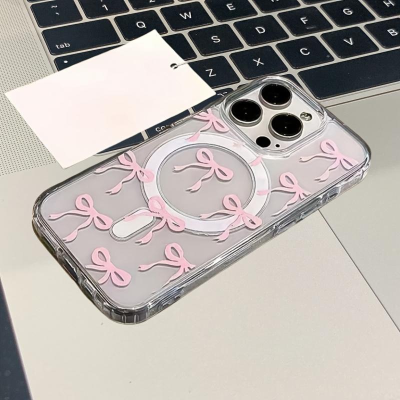 Girly Heart Bow Light Beige-Feel Magnetic Mobile Phone, Suitable Iphone17Promax/17Air/16/15/14Plus/13/12/11/X/XS/XS Max