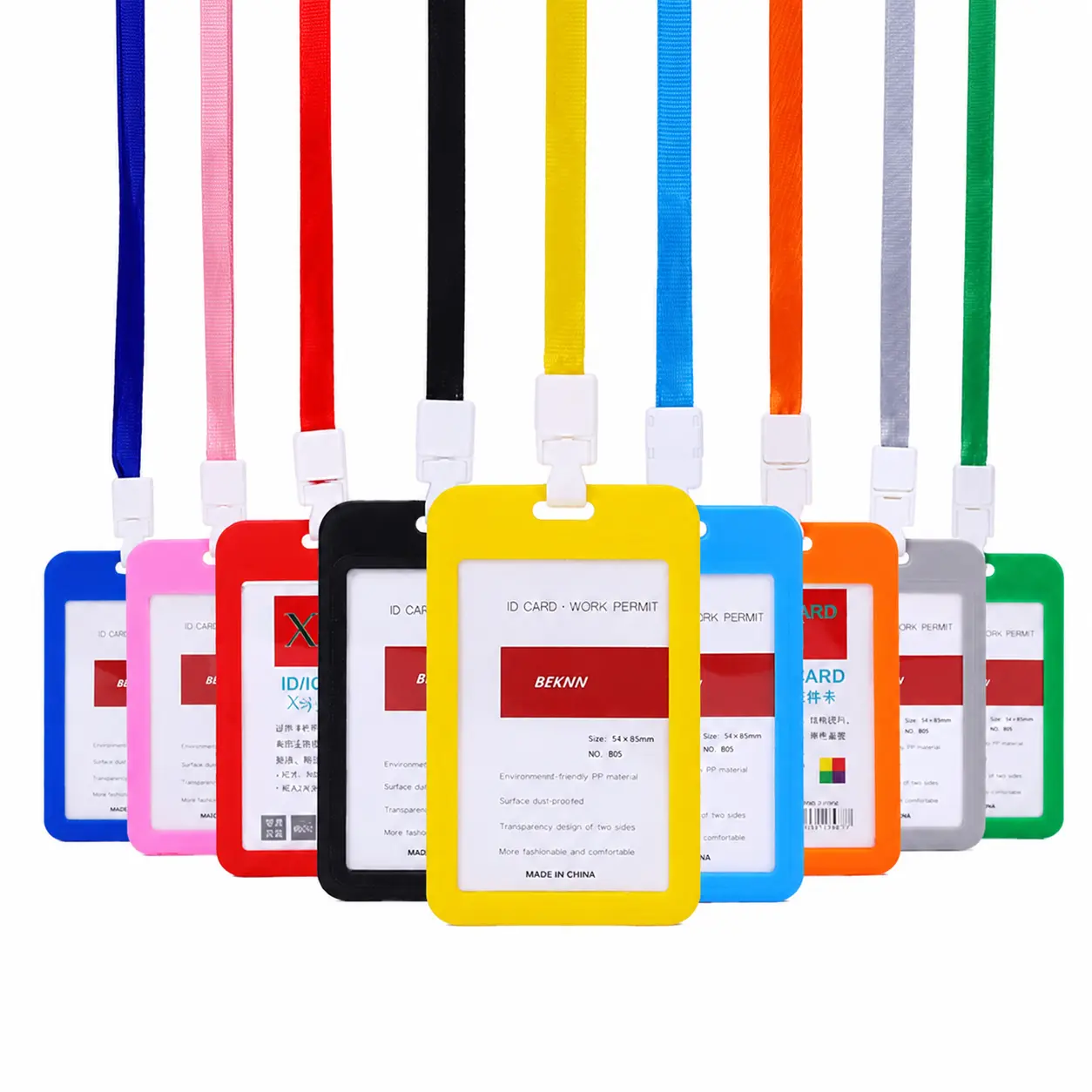 Double-Sided Transparent ID Badge Holder with Adjustable Lanyard for Students, Teachers, Office Staff, and Event Personnel – Durable PVC Card Cover with Secure Hang Tag Design for School, Work, and Professional Use