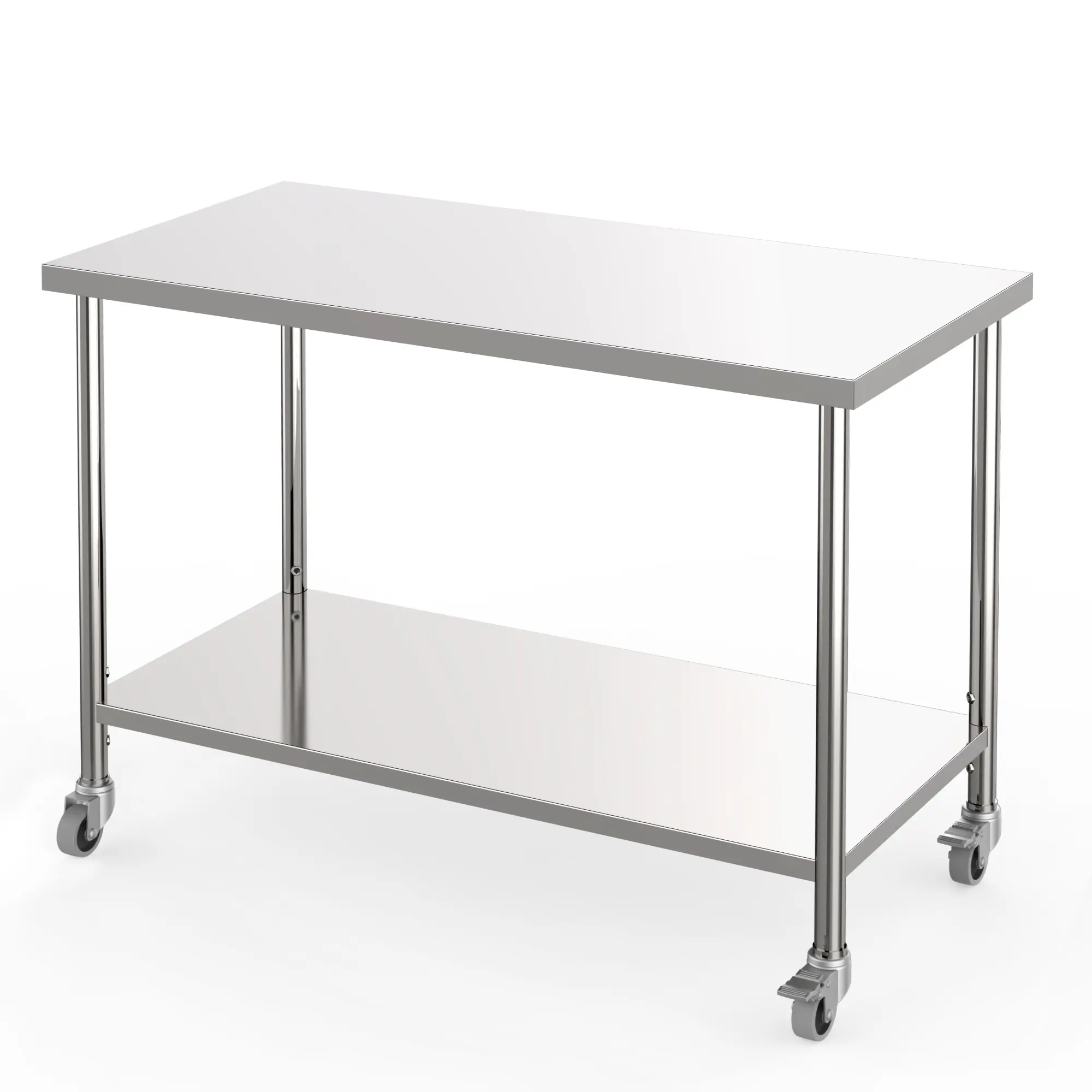 NSF Certified Stainless Steel Commercial Work Table, Heavy Duty 2-Tier Prep Table with Adjustable Undershelf, 1760 LBS Large Capacity Workstation with Galvanized Feet for Kitchen, Restaurant and Garage Workshop