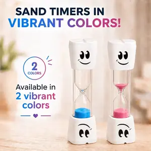 Smile Teeth 2-Minute Sand Timer, Multi-Color Toothbrush Sand Timer, Compact Fun Sand Timer (2 Pcs), Perfect for Oral Hygiene Reminders