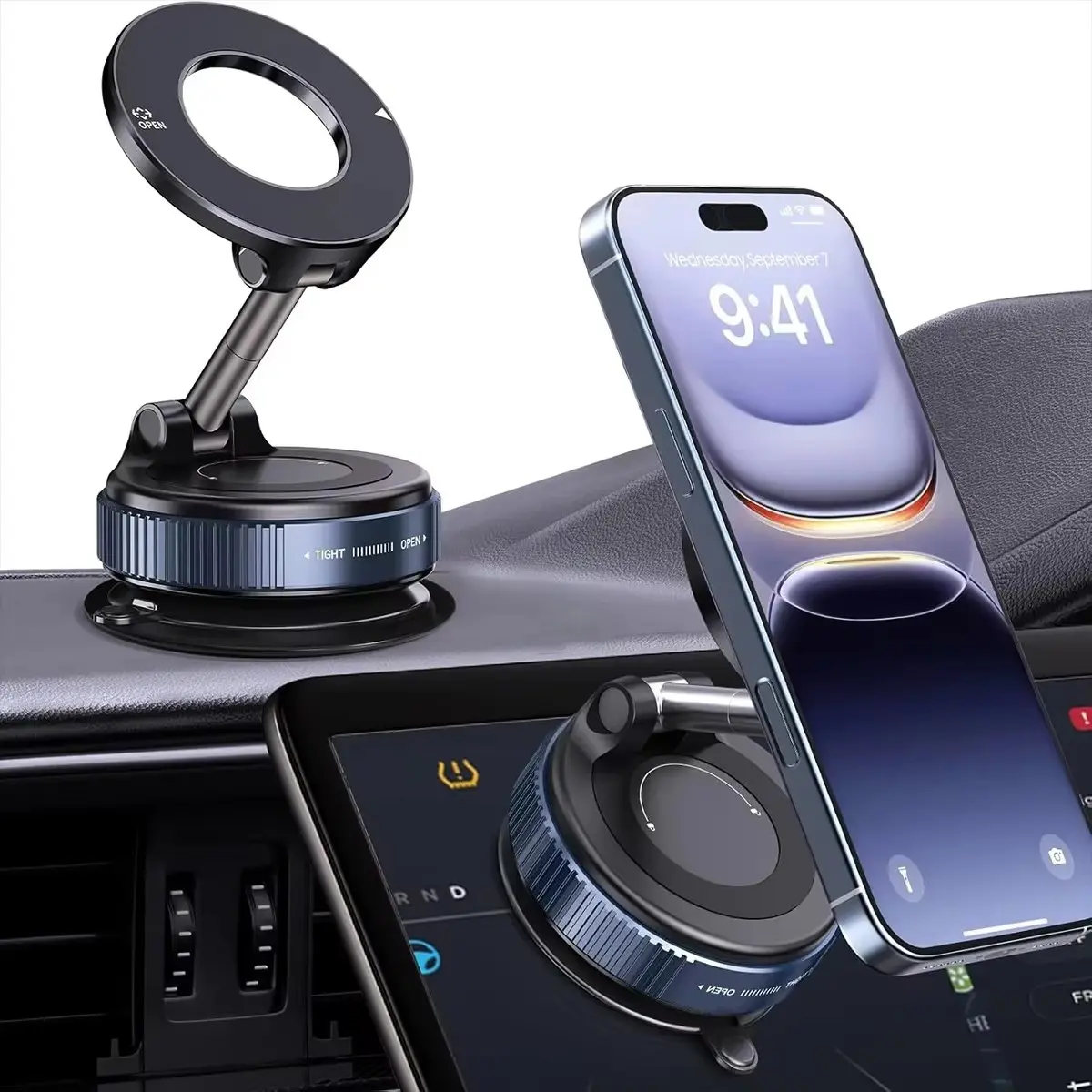 Vacuum Magnet Car Bracket Upgraded Version Multi-angles Adjustment Strong Magnetic Suck Foldable Car Navigation Phone Holder Car Phone Holders Phone Holder For Car