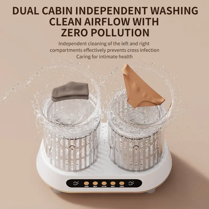 Mini Drum Underwear Washer, Hand Wash-Free, Transparent Barrel, 2L Capacity, Sanitary Separated Washing, Perfect for Intimate Clothes