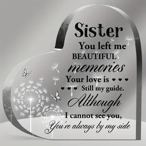 [2D Flat] 1pc Condolence Gift Acrylic Heart-Shaped Decoration Funeral Memorial Sign, Comforting Sorrow