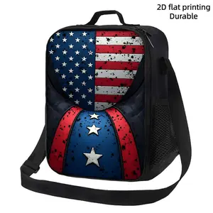 Insulated Cooler Bag with Shoulder Strap — Featuring a Stars and Stripes American Flag Design with a Textured Background Print — Reusable & Portable Hot/Cold Bag — Ideal for Home, Office, and Picnics — Unisex & Durable — A Great Birthday Gift