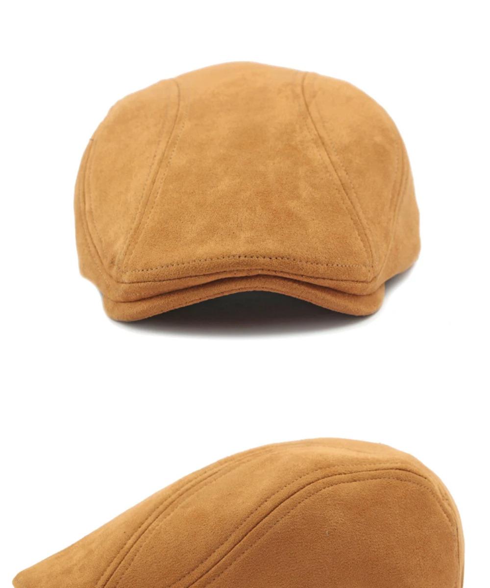 HT4344 Beret Cap Spring Autumn Solid Suede Beret Hats for Men Women Vintage Artist Painter Flat Cap Male Female Berets for Men