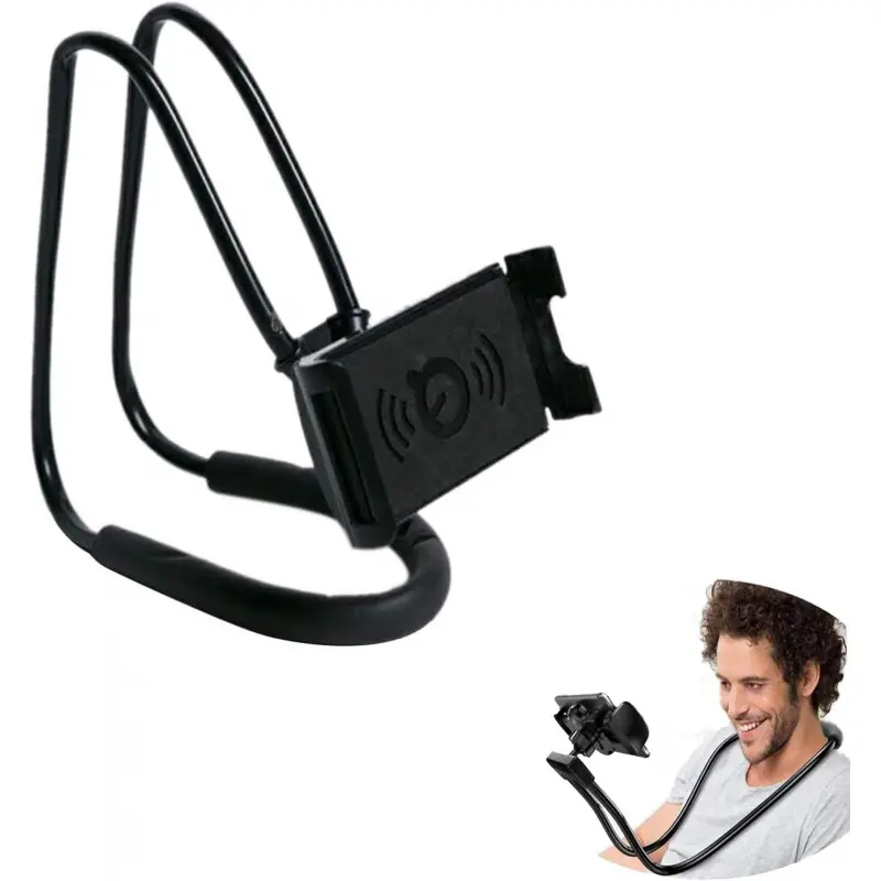 Lazy Neck Hanging Phone Holder, Flexible Long Arm Clamp Mount, 360Degree Rotatable Multi-purpose Cell Phone Stand for Bed & Office Use