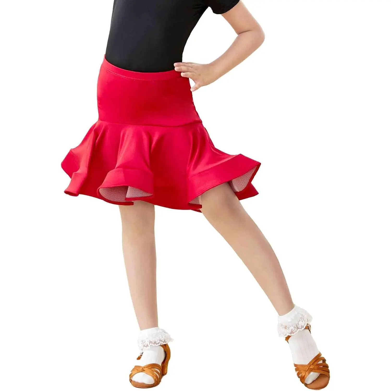 Asymmetric Fishtail Hip Latin Ballroom Skirts for Girls Dance, Salsa, Tango, Samba
