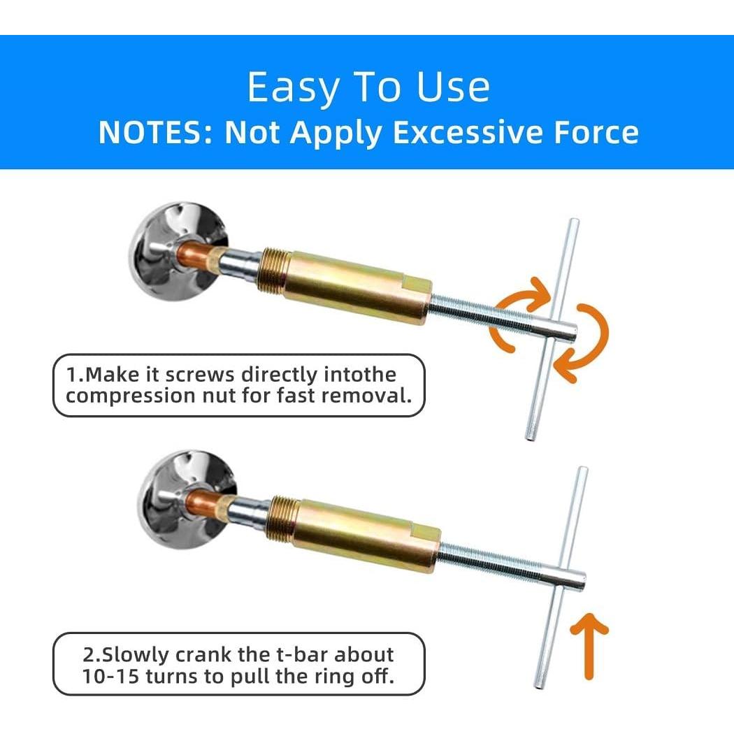 Compression Sleeve Puller Remove Tool Nut & Ferrule of Pipe 03943 - Sleeve Remover for 1/2-Inch Compression Fittings Only - Plumbing Tools Compression Ring  Corroded & Frozen Supply Stops