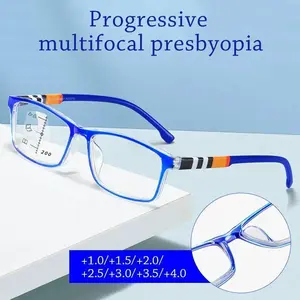 Multifocal Anti-Blue Light Reading Glasses Progressive Near Far Blue Ray Blocking Square Eyeglasses Eye Protection Ultralight