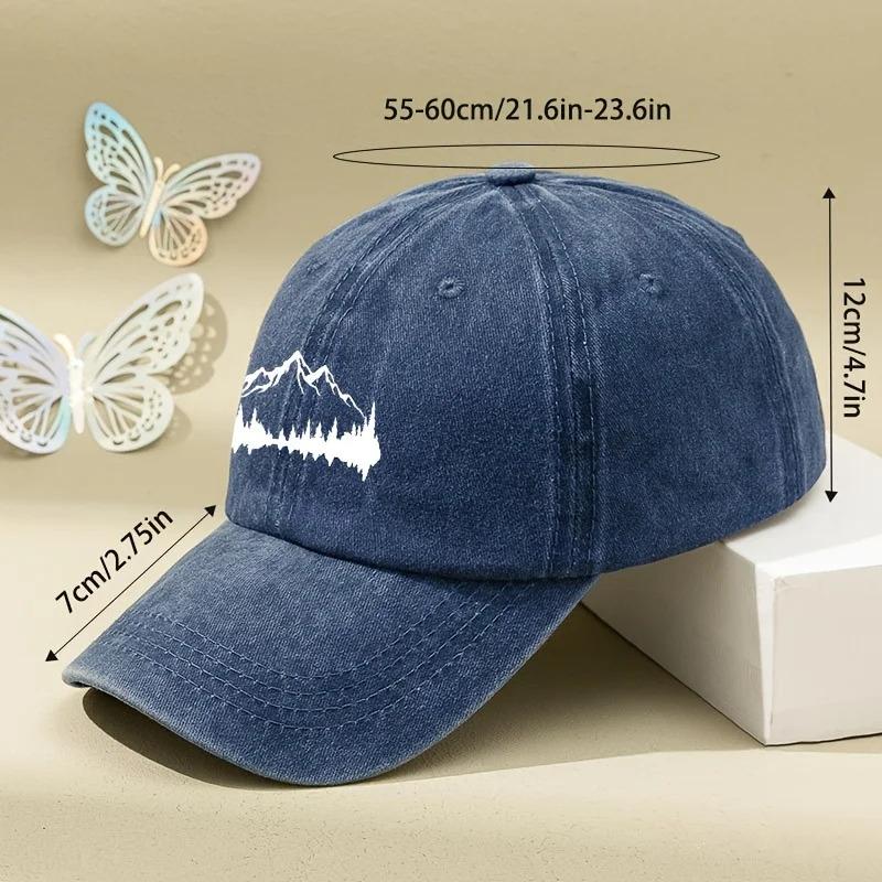 Adjustable buckle baseball cap with forest print, curved brim, outdoor casual duckbill cap, adjustable for sun protection