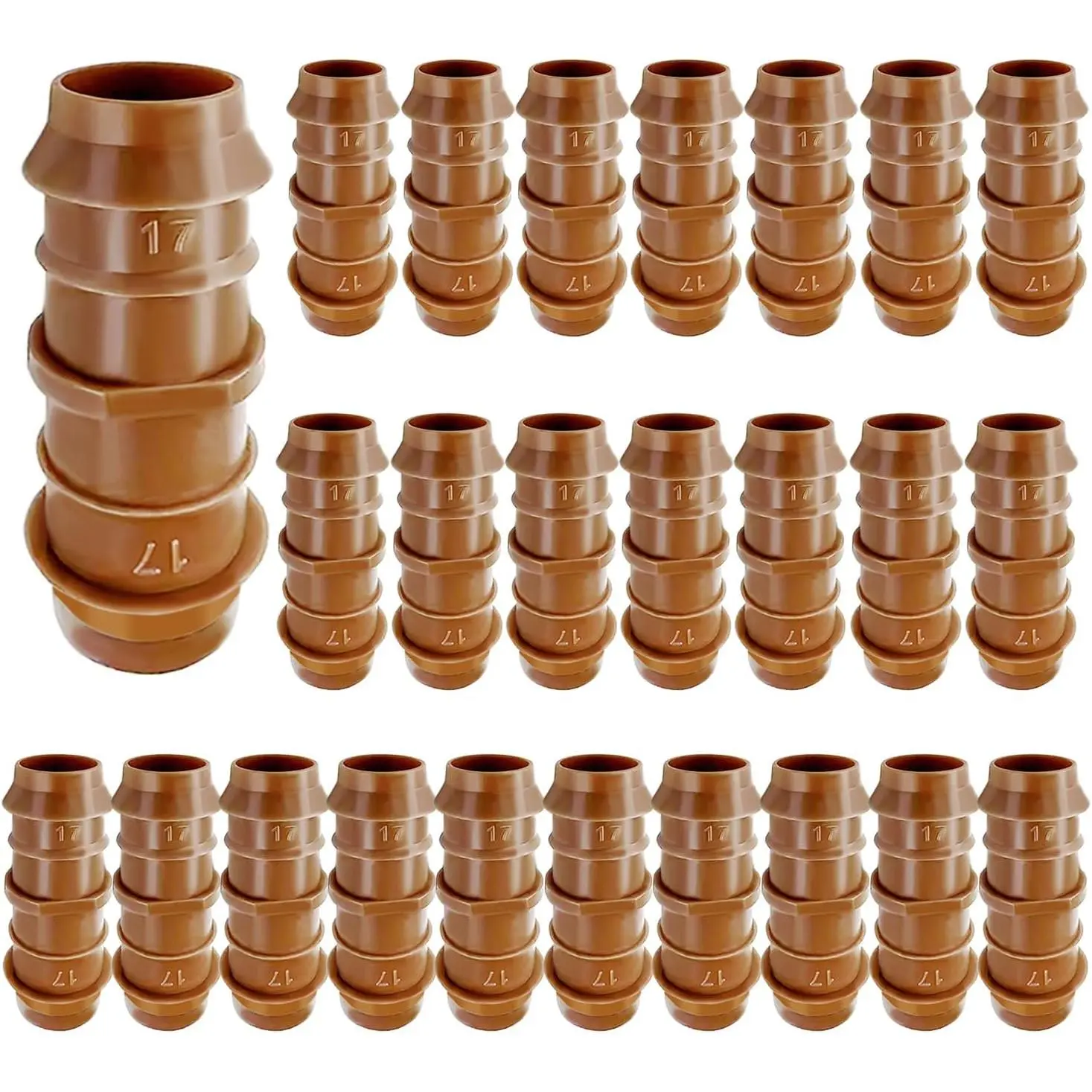 25 Pack Drip Irrigation Barbed Coupling Fittings - 1/2 Inch (17mm, 0.600" ID) Drip Tubing Couplers, Hose Line Connectors for Drip Irrigation System, Sprinkler, Patio, Lawn, Garden Watering