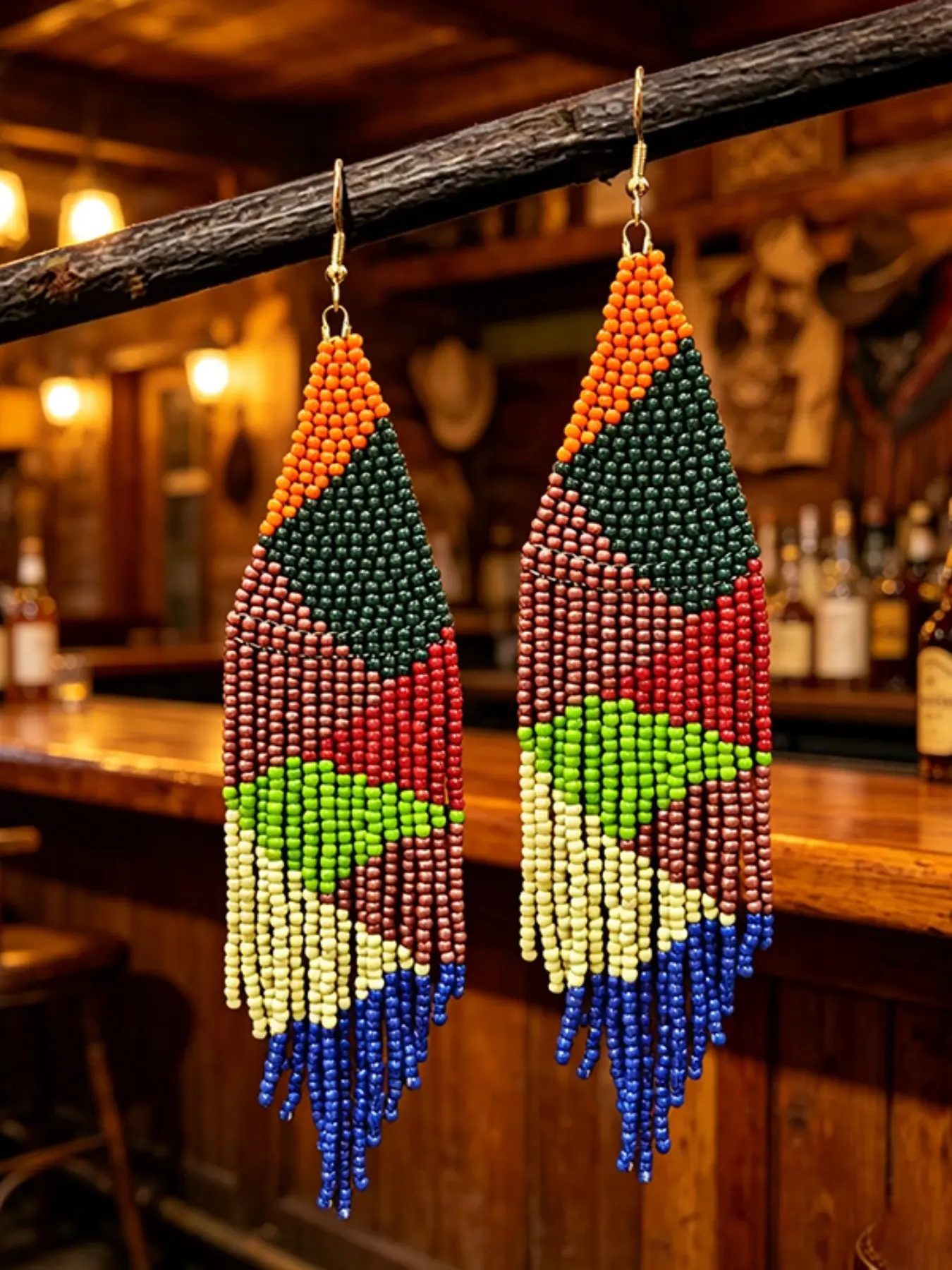 Handmade Colorful Seed Bead Long Tassel Dangle Earrings, Boho Bohemian Fashion, Perfect Gift for Parties and Festivals