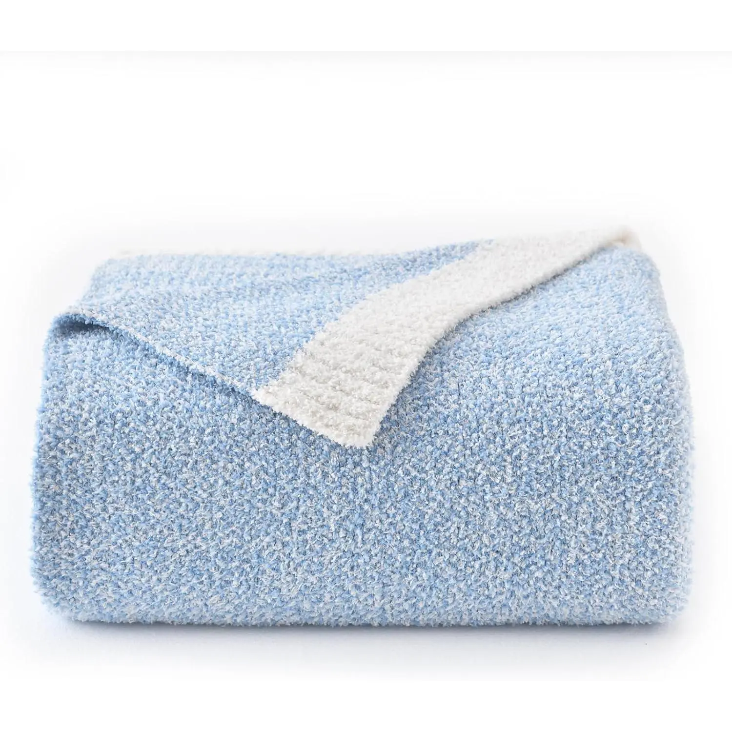 Chunky Knit Boucle Throw Blanket, Soft Washable Coastal Blanket for Bed Couch, Lightweight Cozy   Knit Blanket Indoor Outdoor for Sofa (Blue, Throw 50"x60")