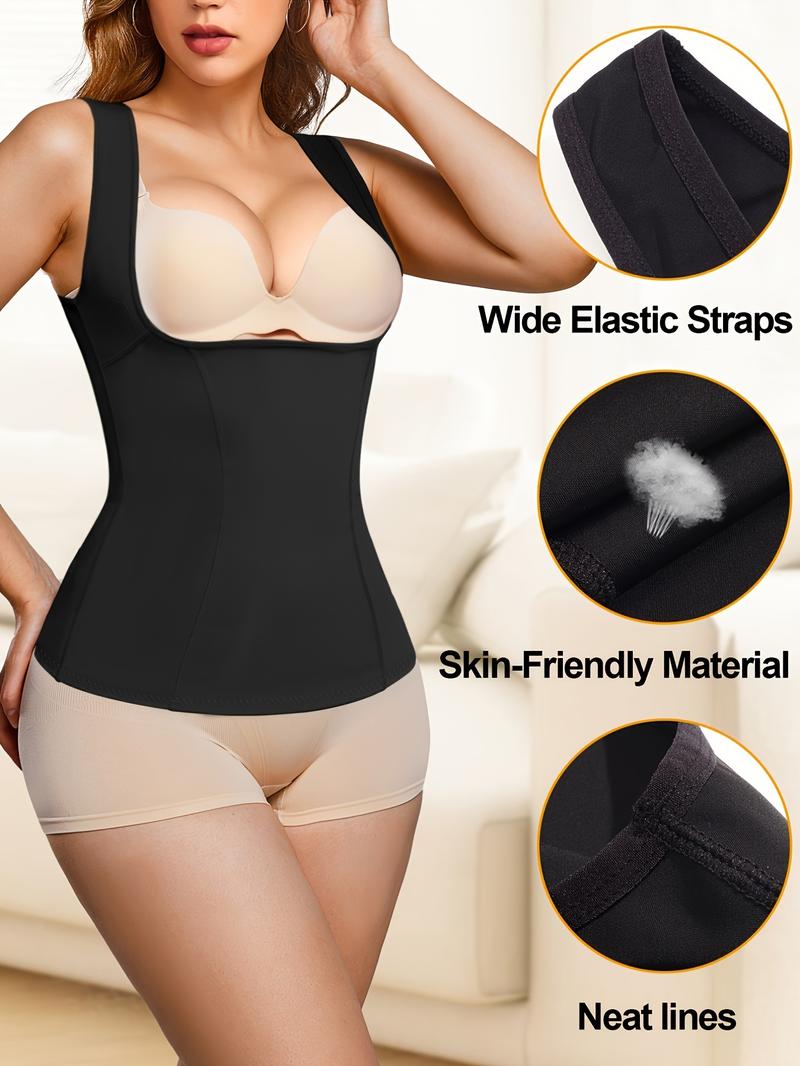 Women's Basic Solid Seamless Compression Shapewear Tank Top, Casual Lady Minimalist Breathable Tummy Control Shapewear Clothing, High Waisted Shapewear, Summer Wear, Women Shapewear for Daily Wear