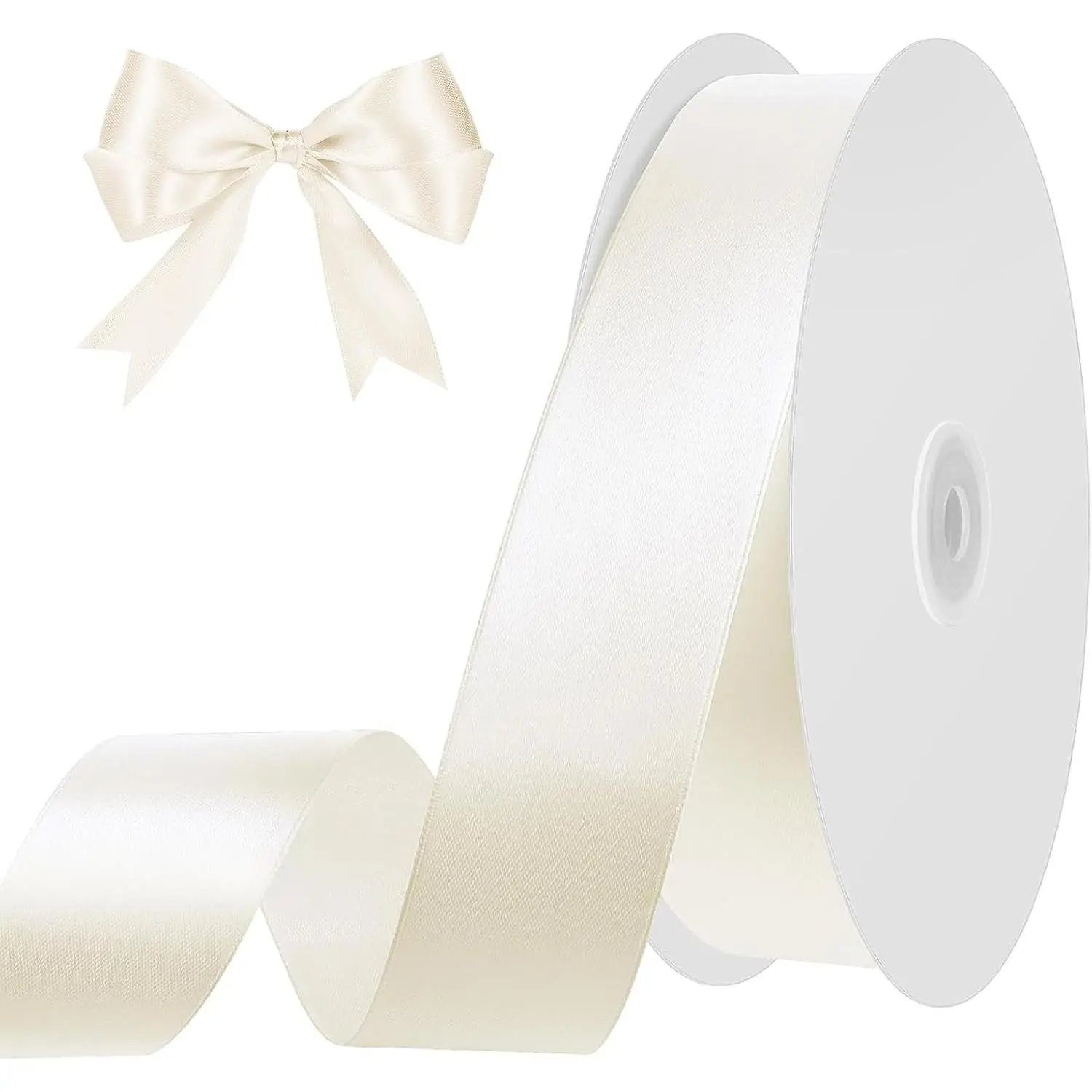 Ivory Ribbon 1 Inch 50 Yards Cream Satin Ribbon for Bows Crafts Home Decor Flower Bouquet Gift Wrapping Wedding Bridal Shower Decorations
