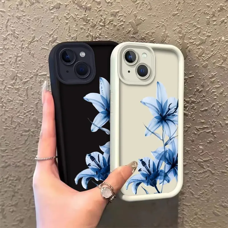 Phone case for iphone 13 13mini 14 14plus 15 15plus Enhanced Peotection Gift Shockproof Translucent Blue Lily Floral Phone Case soft silicone Celestial Eye Layered Phone Case ROOJTN2TR