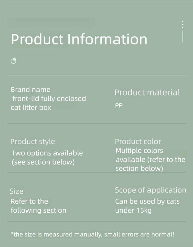 Extra Large Cat Litter Box, Fully Enclosed, Splash-Proof, Odor-Proof, Pet Cleaning Products