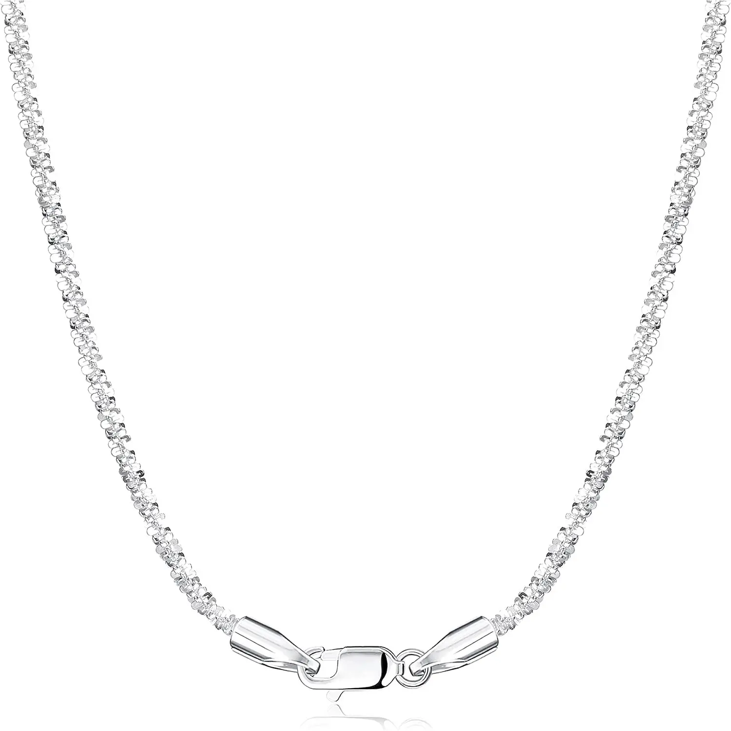 Italian Mirror Link Chain Necklace for Women, 925 Sterling Silver Sparkly 20 inch Chain, Hypoallergenic Nickel-Free Unisex Jewelry, Casual Unisex, Daily Wear
