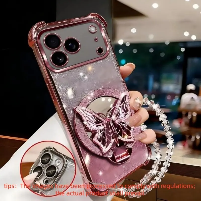 All-new 4-in-1 four-corner shockproof, Protective phone case, Phone Cover Casing, Casing set with flash card, mirror butterfly stand, All-round buffer and anti-drop protection, Protective Smartphone Casing, Compatible with iPhone 13/14/15 Accessories