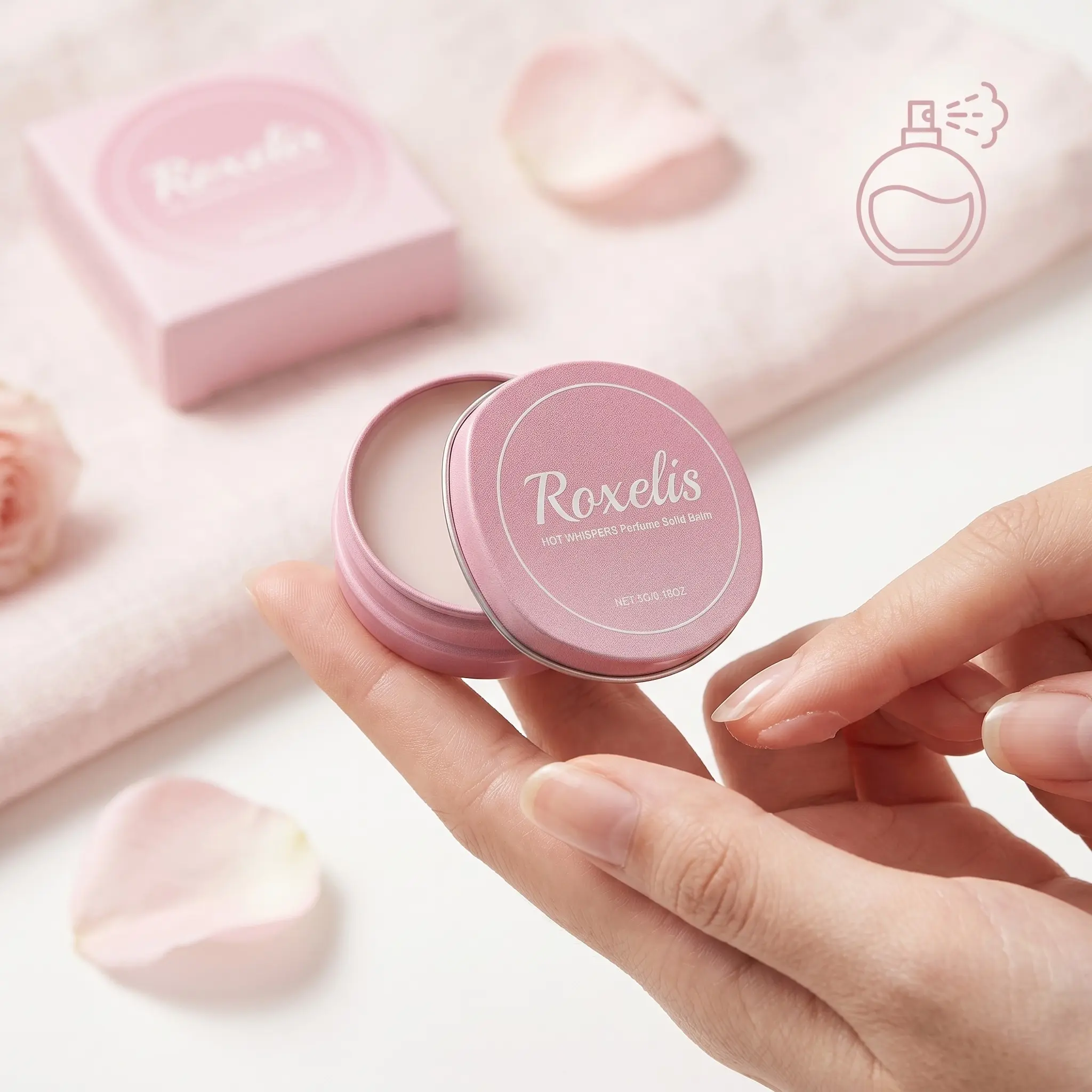 Rose Scented Solid Perfume, Elegant and Refreshing, Smooth Fragrance, Elegant Floral Scents, Portable Pocket Solid Perfume, Lightweight and Convenient