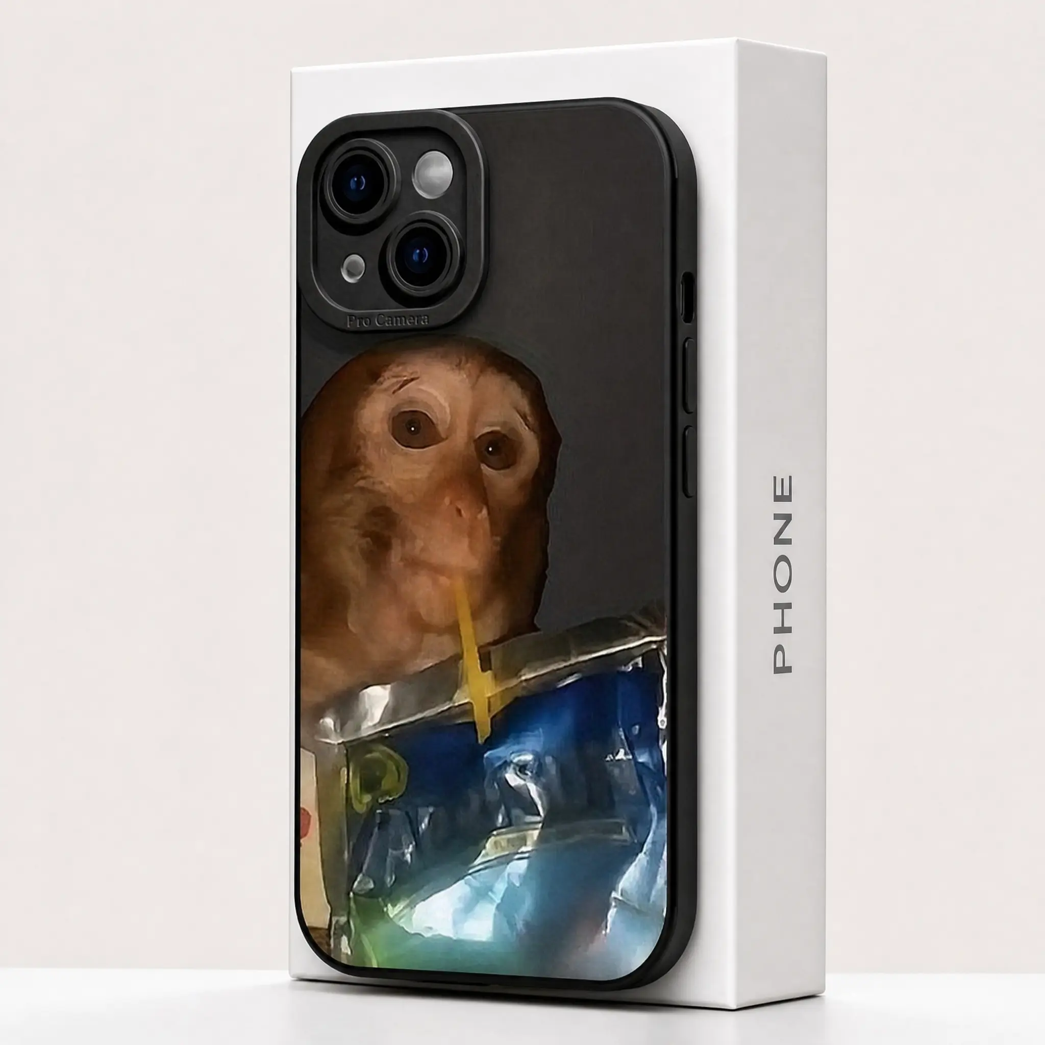 Monkey Sipping Caprisun Phone Case, Fall and Shockproof Phone Case in Summer, Full Side Protection for iPhone 17 16 15 14 13 12 11 Pro Max Phone CaseCompatible with Samsung Galaxy S25,Christmas,Themed,Soft,TPU,high-definition,transparent,material