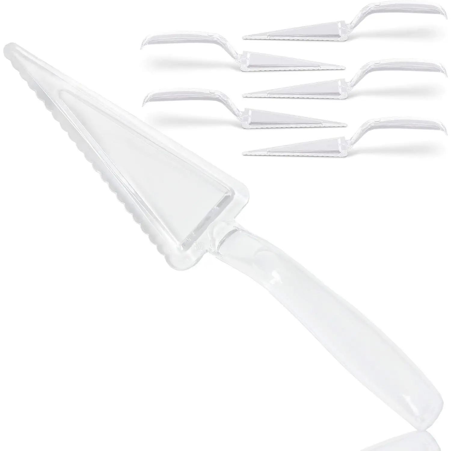 6 Pack 10 Inch Plastic Pie Server - Clear Disposable Cake Servers & Cutter Utensil, Heavy Duty Spatula for Serving, Cutting Dessert, Pizza Pastry Slicer, Kitchen Knife