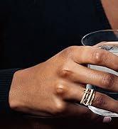 Gold Silver Stackable Rings for Women Non Tarnish 18K Gold Plated Interlocking Ring Stack Set Mixed Metals Statement Rings Dainty Cubic Zirconia CZ Trendy Fashion Chunky Connected Band Thumb Ring Size 4 5 6 7 8 9 10 11 Gold Silver Jewelry Gift for Wom