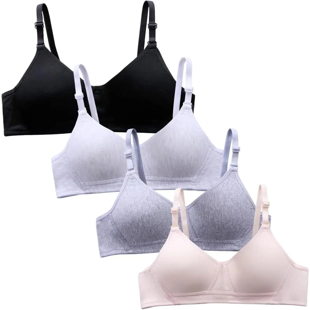 Girls Seamless Training Bra Cotton Bras for Teens | Adjustable Straps Wire-Free Bras Soft Padded Bras