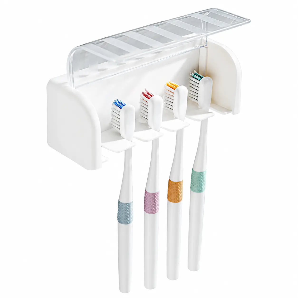 Wall-Mounted Dustproof and Waterproof Toothbrush Holder for Bathroom – No-Drill Adhesive Design, Space-Saving Shelf for Toothbrushes, Cups, and Essentials, Ideal for Small Bathrooms and Travel Homes
