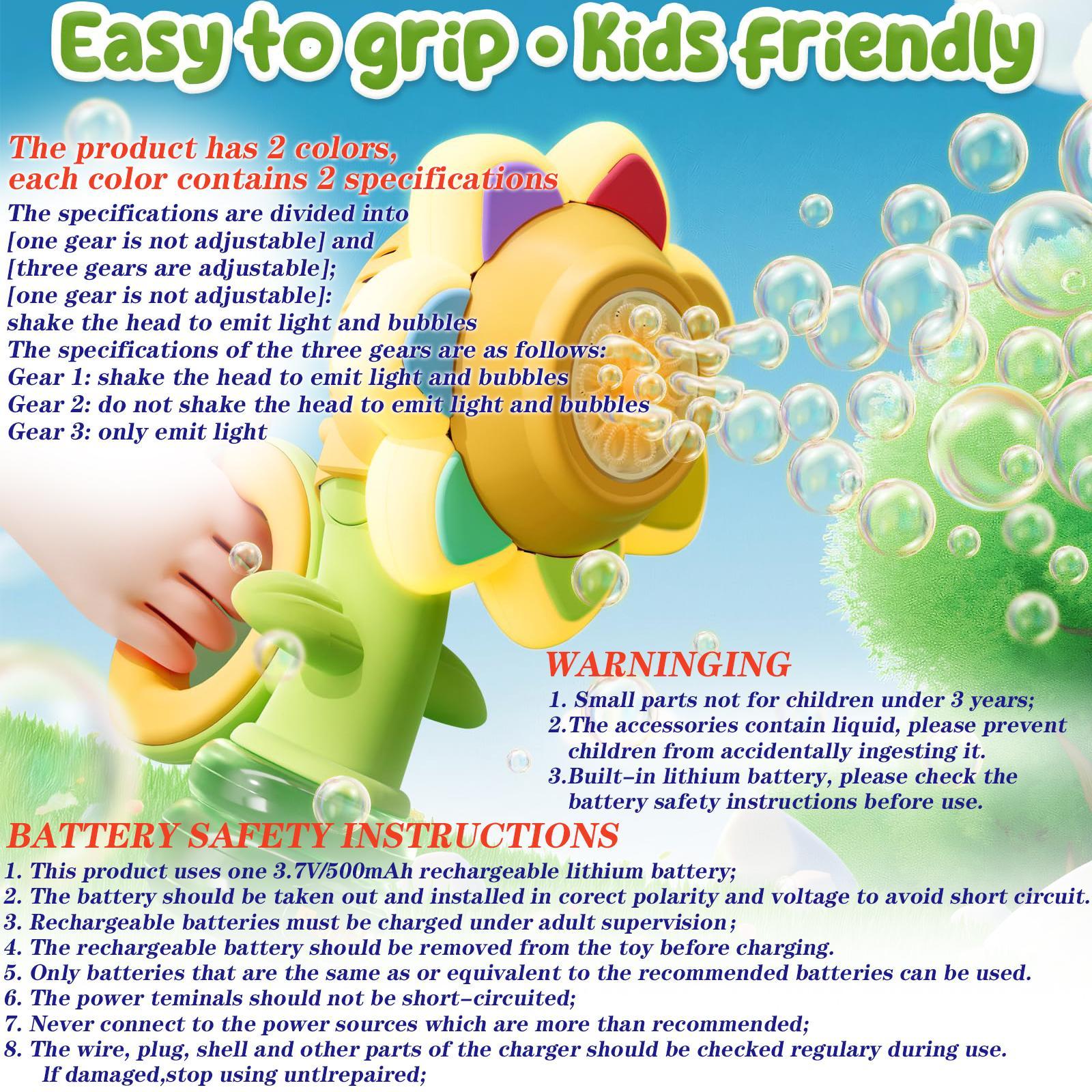 Sunflower Design Bubble Machine, Automatic Flower Bubble Maker Toy with Colorful Lights, Fun Outdoor Bubble Toy for Kids, Bubble Solution