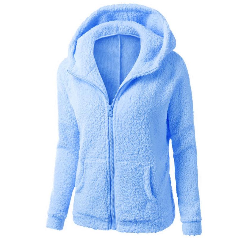 BIGWIG women's zipper hooded plush jacket with zipper pockets and lightweight fleece lining, winter warm fleece zipper jacket, cotton jacket, plush sweatshirt, autumn and winter lambskin women's hooded pullover cold-proof jacket