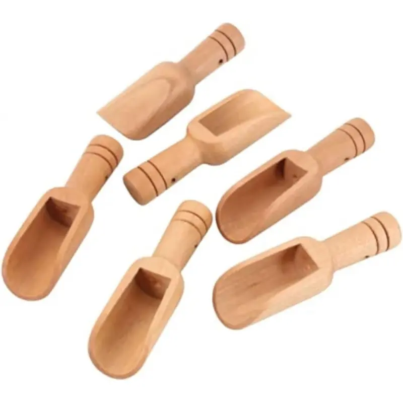 6 PCS Mini Wooden Spoon Wooden Kitchen Mini Bath Salt Spoon For Candy Spices Parties Bath Salts Essential Candy Spoons