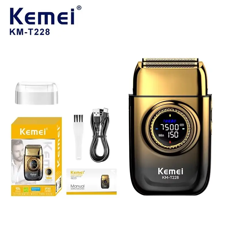KEMEI Gradient Color KM-T228 Anti-Metal LED Digital Display Reciprocating Electric Shaver for Men