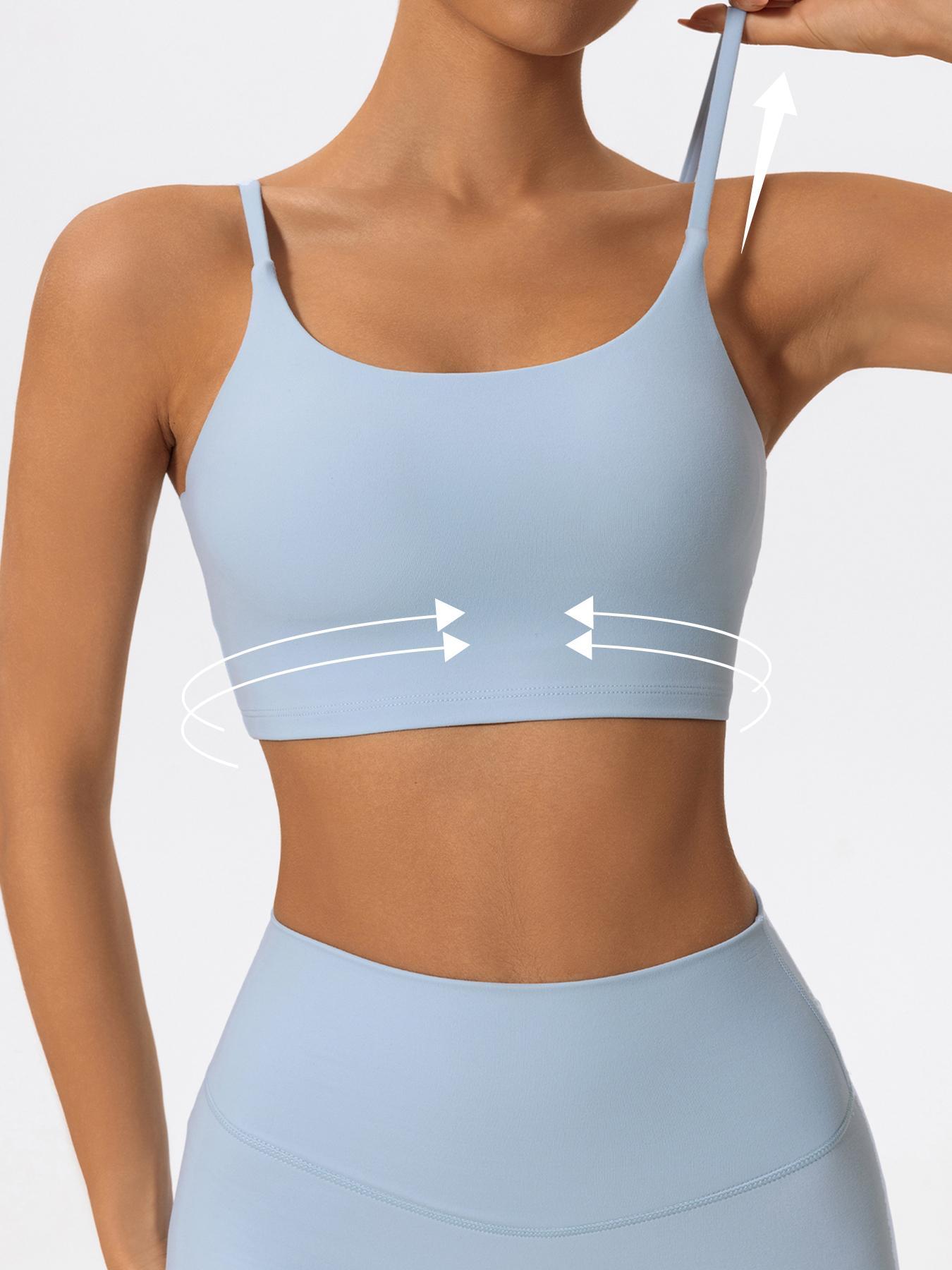 Women's Solid Color Yoga Sports Bra, High Stretch Breathable Comfortable Backless Buckleless Sports Bra, Ladies Sportswear for Indoor Outdoor Wear, Sporty Breathable Bras