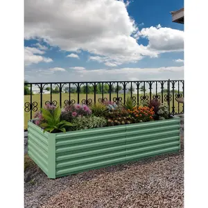 Outdoor Metal Raised Garden Bed with Steel Structure Raised Garden Kits, Deep Root Box Planter for Vegetables, Flowers, Herbs