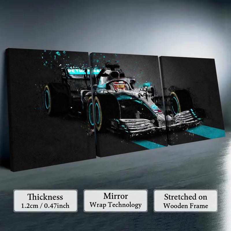 Formula Car Pattern Canvas Painting with Wooden Frame, 3 Counts/set Modern Art Wall Decor, Wall Art for Home Living Room Bedroom Office, Decoration
