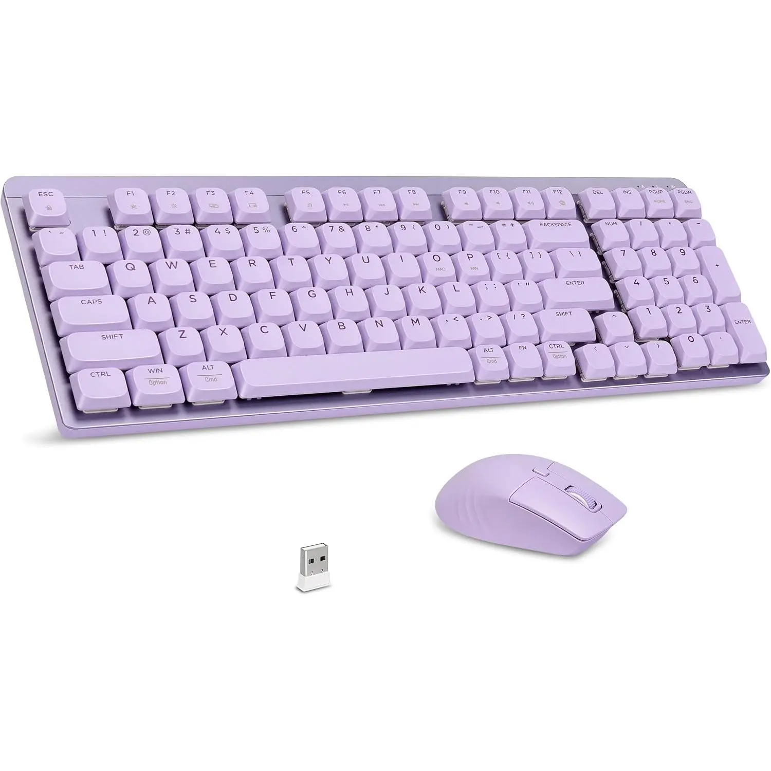 Keyboard and  Combo, 2.4Ghz Cordless Mechanical Keyboard and Silent  for Business, Low-Profile Red , 98-Key Compact Slim Keyboard for Windows/MacOS PC Laptop-