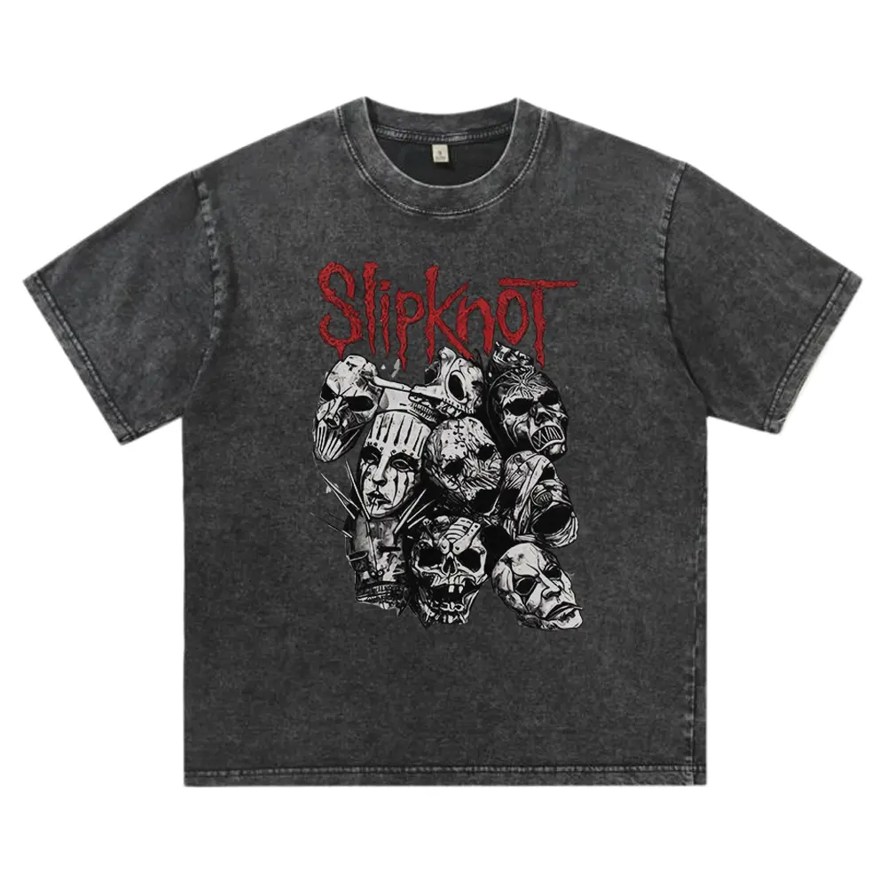 Oversized Acid Washed T-Shirt, Vintage Slipknot Style Graphic Tee, Unisex Cotton Metal Rock Band Shirt. Trendy Streetwear Top, Casual Everyday Graphic Clothing, Great Gift for Him/Her.