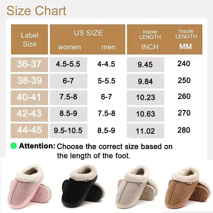 Women's Fluffy Winter Slippers Soft And Warm Durable Upper Indoor Outdoor Anti-slip EVA Sole Easy To Wear Black Suede Footwear