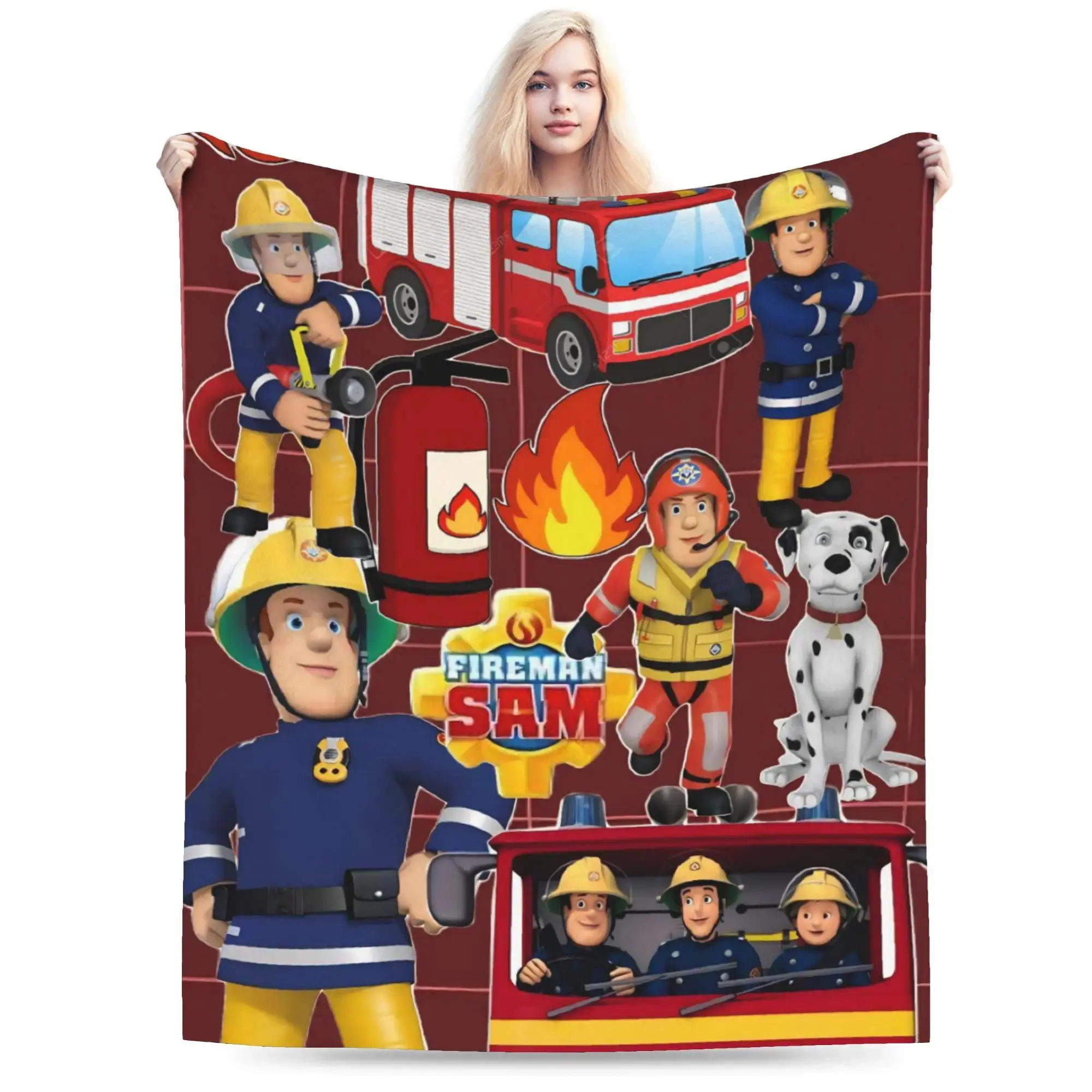 Fireman Sam Flannel Blanket Lightweight Cozy Throw for Story Time, Playrooms, Sofa Relaxation and Road Trips