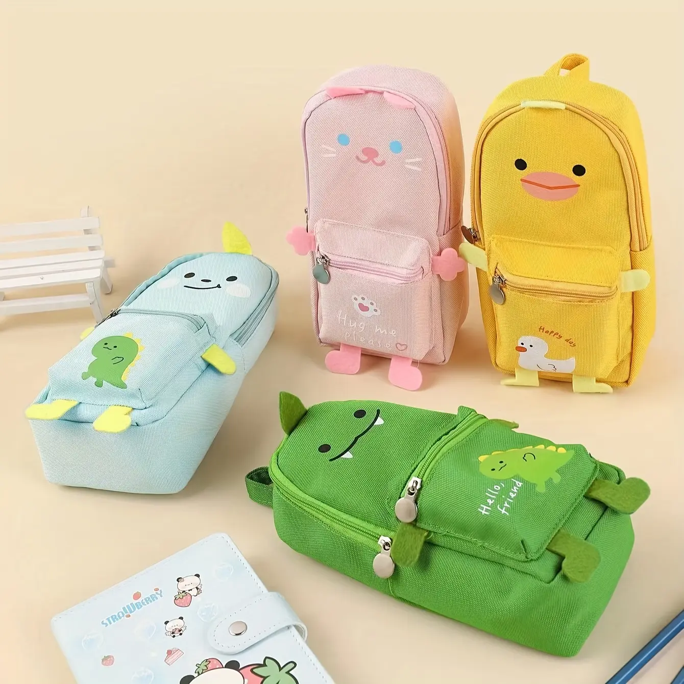 Large-Capacity Cute Cartoon Animal Pencil Case - Durable Oxford Fabric, Perfect for Students & Everyday Office Supplies