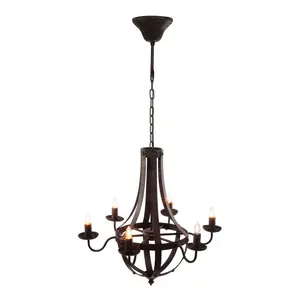 ARCH 6-Light Metal Chandelier Hanging Light Fixture Adjustable Chain Pendant Ceiling Lamp for Kitchen Dining Room Foyer Entryway Living Room Bedroom Hallway, Bulb Not Included, Black Finish, Living Room Table for Sofa Side, Bedroom, Office