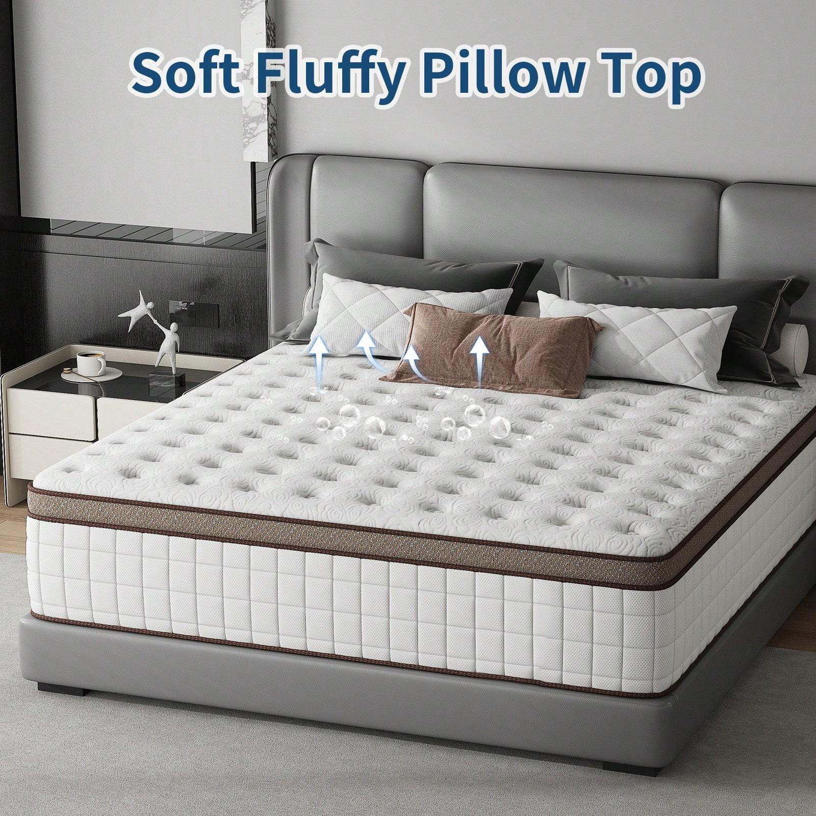 12"14" Queen Mattres Twin Full Queen King Size Bed Mattress In A Box, Hybrid Pocket Spring Breathable Cotton Layer Mattress For Motion Isolation & Silent Sleep, Lumbar Support & Pressure Relief, Medium Firm