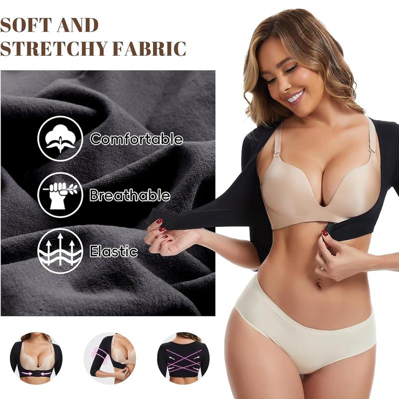 3/4 Sleeve Open Bust Arm Shaper for Women Post Surgery Arm Compression Sleeves Arm Fajas Front Closure Shapewear Bras Womenswear Corset Tank Top Compression Garments